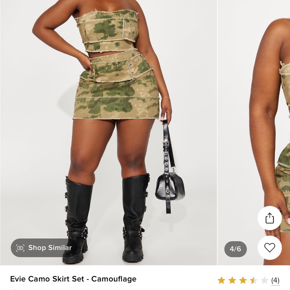 Fashion Nova Camo 2 piece skirt set